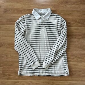 Gap rugby long sleeve polo shirt white with navy blue stripes